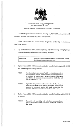 Second Units Zoning By-law