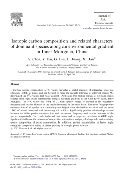 Isotopic carbon composition and related characters of dominant