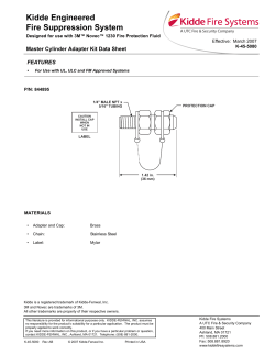 Master Cylinder Adapter Kit Data Sheet