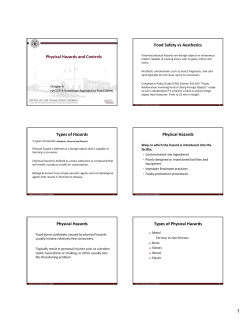 Physical Hazards and Controls Types of Hazards Physical Hazards