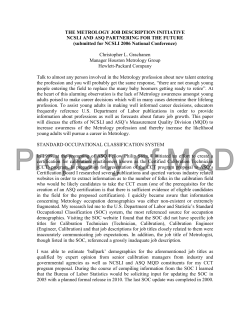 THE METROLOGY JOB DESCRIPTION INITIATIVE NCSLI AND