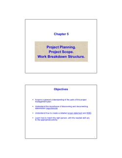 Project Planning. Project Scope. Work Breakdown Structure.