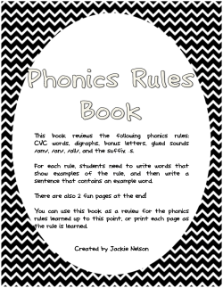 This book reviews the following phonics rules: CVC words, digraphs
