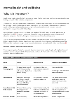 Mental health and wellbeing Why is it important?