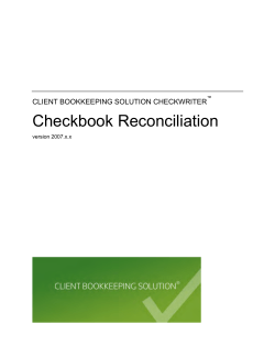 Checkbook Reconciliation  - CS Professional Suite