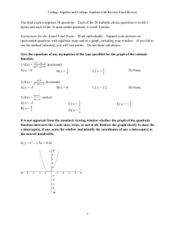 College Algebra and College Algebra with Review Final Review