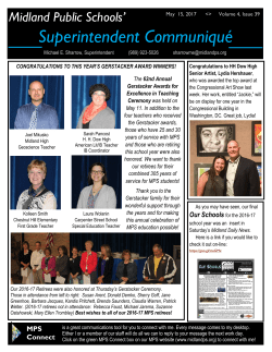 Superintendent Communiqu&eacute;