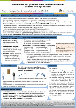 Definiteness and givenness affect pronoun resolution: Evidence