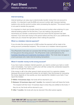 Fact Sheet - Mistaken internet payments