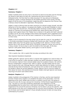 Chapters 1&ndash;2 Summary: Chapter 1 Holden Caulfield
