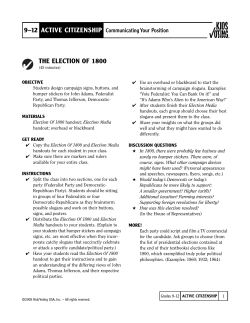 the election of 1800 - Kids Voting Southeast PA