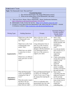 Grade Level: 6 Grade Topic: The Hammurabi Code: Then and Now