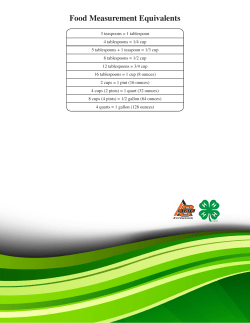 Food Measurement Equivalents - Oklahoma 4-H