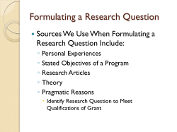 Formulating a Research Question