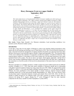 Heavy Downpour Event over upper Sindh in September, 2012
