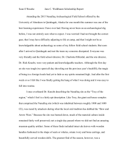 Sean O`Rourke Jane C. Waldbaum Scholarship Report Attending