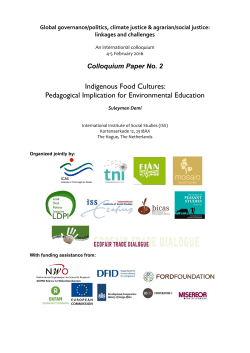 Indigenous Food Cultures: Pedagogical Implication for