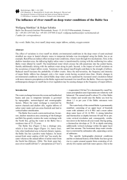 The influence of river runoff on deep water conditions of the Baltic Sea