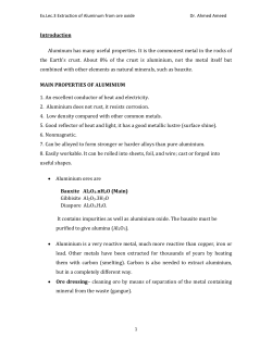 Introduction Aluminum has many useful properties. It is the