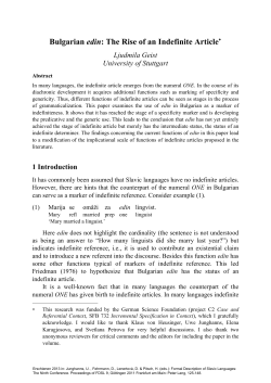 Bulgarian edin: The Rise of an Indefinite Article∗