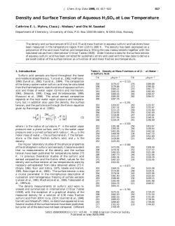 Density and Surface Tension of Aqueous H2SO4 at Low Temperature