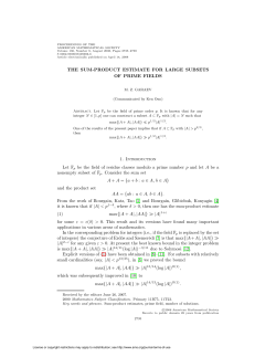 THE SUM-PRODUCT ESTIMATE FOR LARGE SUBSETS OF PRIME