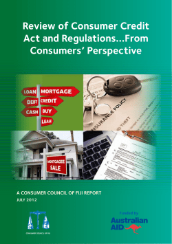 Review of Consumer Credit Act and Regulations...From Consumers