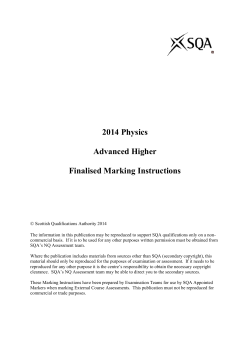 2014 Physics Advanced Higher Finalised Marking Instructions