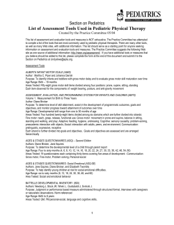 Section on Pediatrics List of Assessment Tools Used in Pediatric