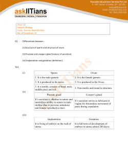 Sol. (i) (ii) (iii) Sperm Ovum 1. It is the male gamete. 1. It is the female