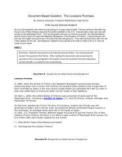 Document Based Question: The Louisiana Purchase