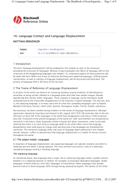 16. Language Contact and Language Displacement 16. Language
