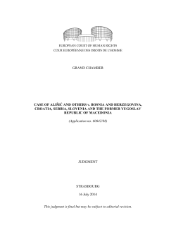 Case of Ali&scaron;ić and others v. Bosnia and Herzegovina, Croatia