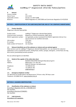 SAFETY DATA SHEET nedMag C&reg; magnesium chloride flakes/pellets