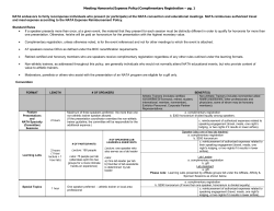 Meeting Honoraria/Complimentary Registration/Expense Policy