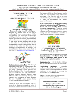 BOROUGH OF KENHORST SUMMER 2015 NEWSLETTER