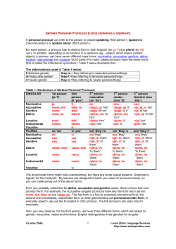 Serbian Personal Pronouns - Larisa Zlatic`s Study Serbian Service
