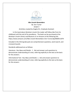 Abe Lincoln Remembers By: Ann Turner Grade 3 Activities created