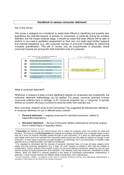 Handbook to assess consumer detriment