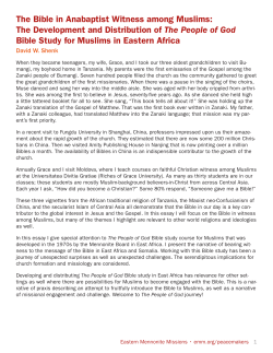 The Bible in Anabaptist Witness among Muslims: The Development