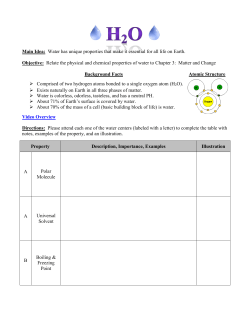 Main Idea: Water has unique properties that make it essential for all