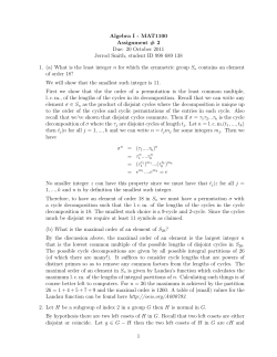 Algebra I - MAT1100 Assignment # 2 Due: 20 October 2011