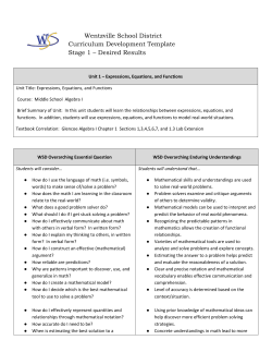 Unit 1, Expressions, Equations, and Functions.docx - Wentzville R