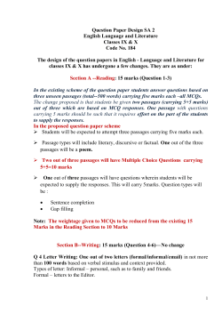 Question Paper Design SA 2 English Language and