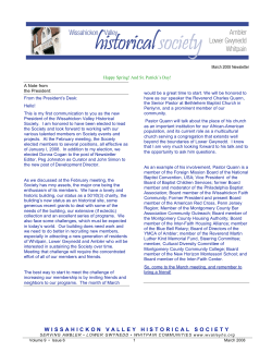 March 2008 - Wissahickon Valley Historical Society