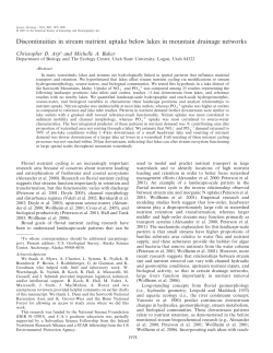 Discontinuities in stream nutrient uptake below lakes in mountain
