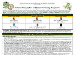 Summer Reading List and Summer Reading Assignment - FAMU-DRS