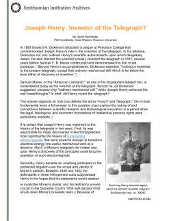 Joseph Henry: Inventor of the Telegraph?
