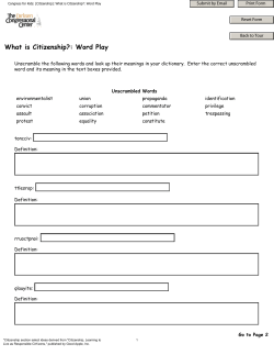Congress for Kids: [Citizenship]: What is Citizenship?: Word Play