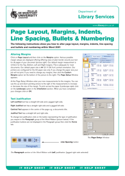 Page layout, margins, indents, line spacing, bullets